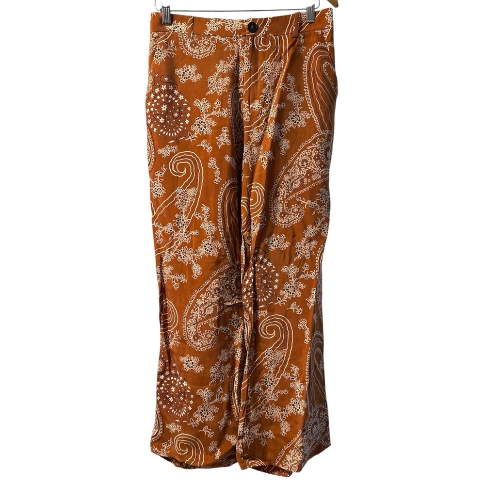 Zara Paisley Print Pants brown